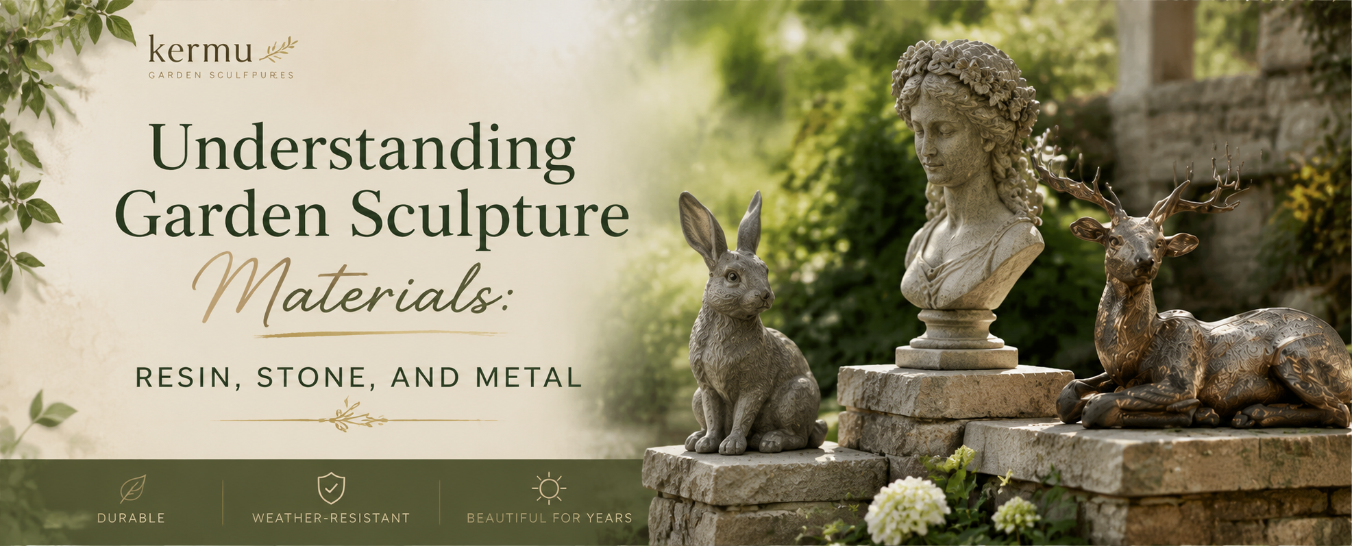 Understanding Garden Sculpture Materials: Resin, Stone, and Metal