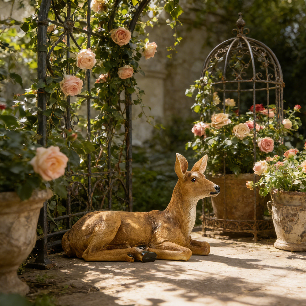 Doe Deer Resin Garden Statue Female Deer Animal Figurine for Indoor and Outdoor Yard Lawn Home Decor