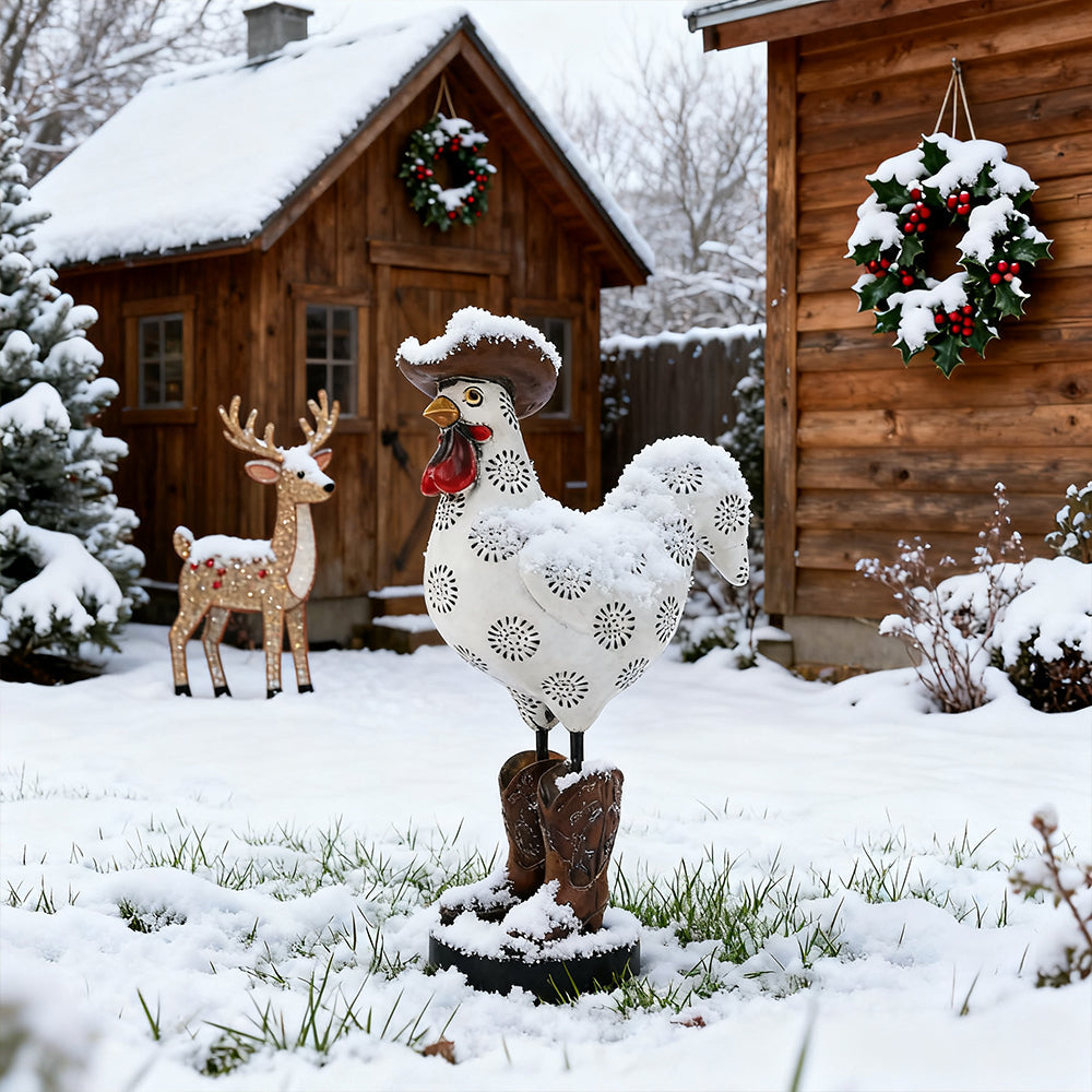 Rooster Garden Statue Outdoor and Indoor Resin Farm Animal Decorative Figurine for Yard Patio Lawn and Home